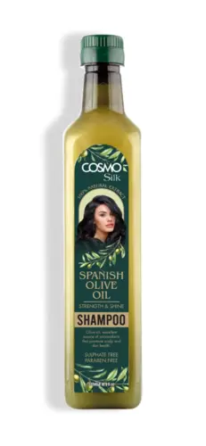 Spanish Olive Oil Shampoo, Cosmo Silk  500 ml (bedst før 27/5-26)