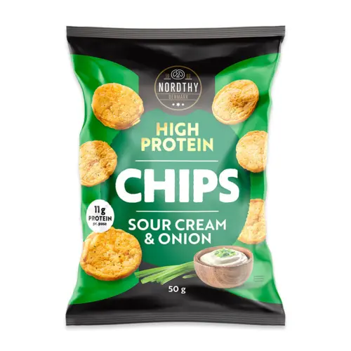 Sour Cream & Onion  Chips High Protein, Nordthy Denmark 50g