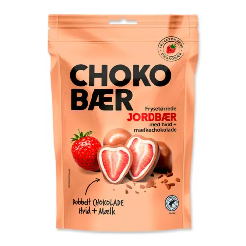 Chokobær Jordbær hvid og  mælkechokolade,Nordthy 90g