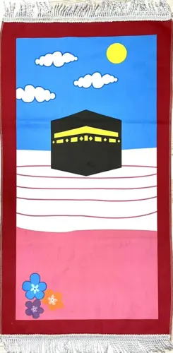 Großer Kinderbettteppich Kaaba Rot