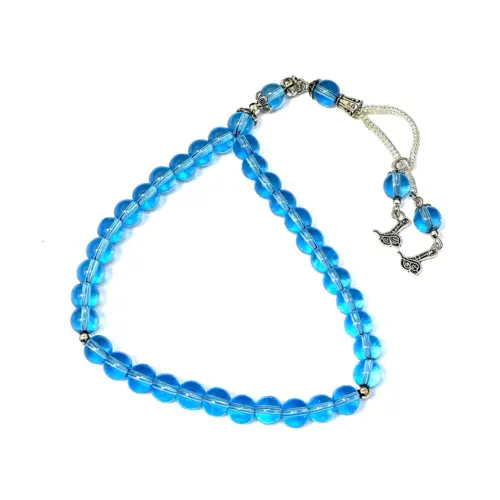 Hellblaues Glas Tasbih mit 33 Perlen
