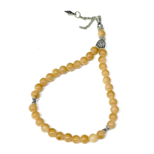 Nougatfärgad Glas Tasbih 33 Pärlor