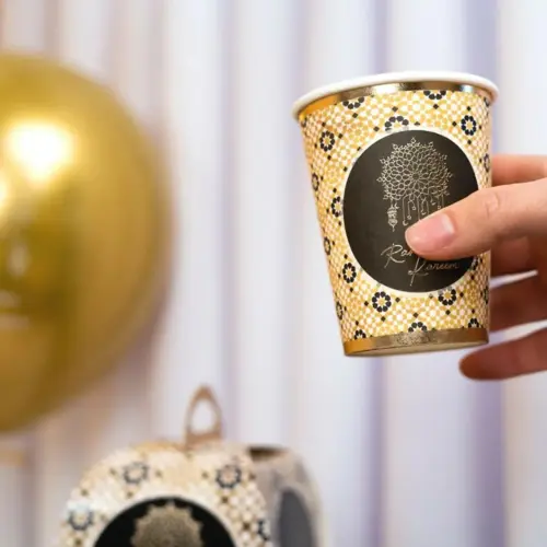 Ramadan Kareem Papierteller (10 Stk) - Schwarz & Gold