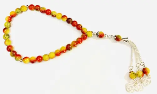 Eldfärgad Glas Tasbih med 33 pärlor