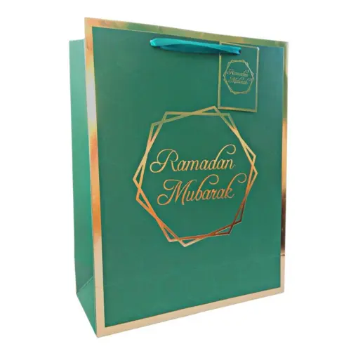 Ramadan Mubarak Geschenktüte in Grün und Gold