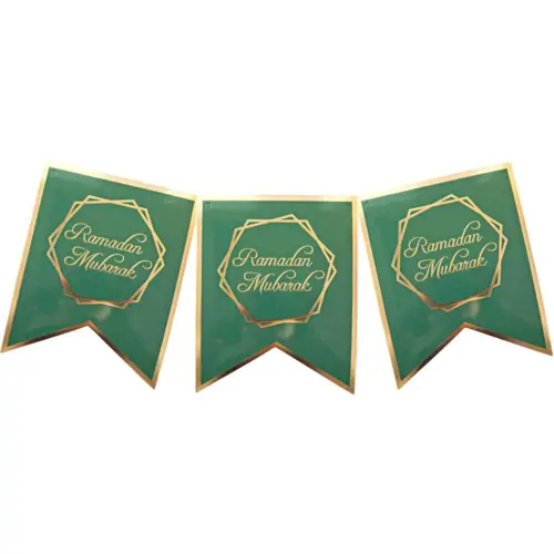 Ramadan Mubarak Party Banner - Grün & Gold