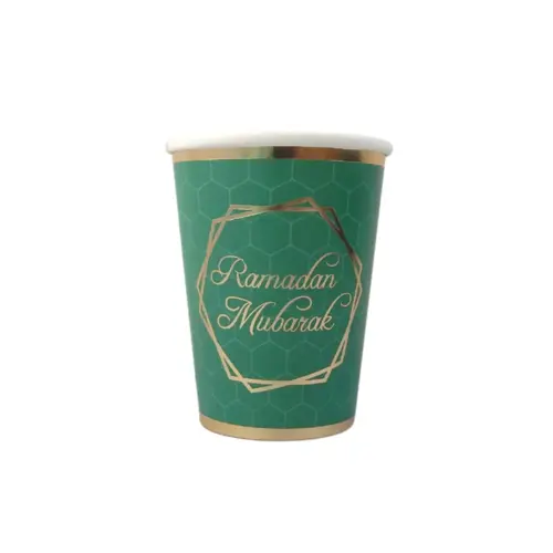 Ramadan Mubarak Tasse in Grün/Gold