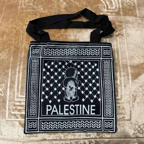 Handgjord Palestina Muletaske med dragkedja - Svart/vit