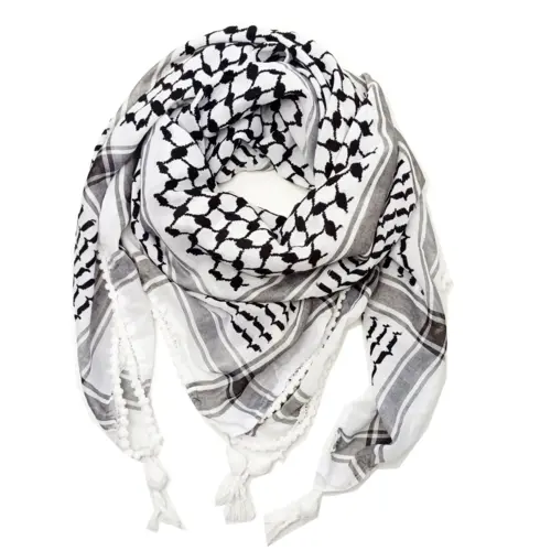 Palästina Schal, Keffiyeh, Weiß/Schwarz (Einseitig)