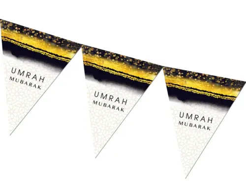 Umrah Mubarak Wimpelkette in Schwarz und Gold