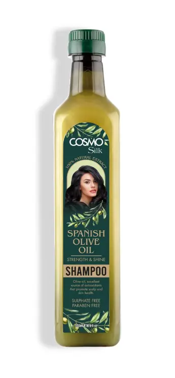 Spanish Olive Oil Shampoo, Cosmo Silk  500 ml (bedst før 27/5-26)