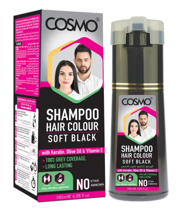 Hårfarve Shampoo Sort, Cosmo 180 ml