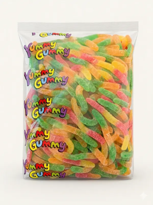 Fizzy Worms Jelly Candy, Yummy Gummy 1Kg