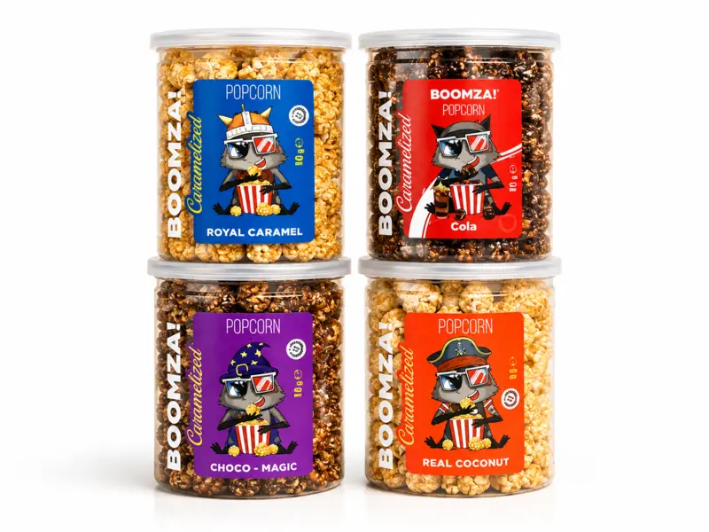 Boomza Popcorn Smagspakke - 4 Varianter