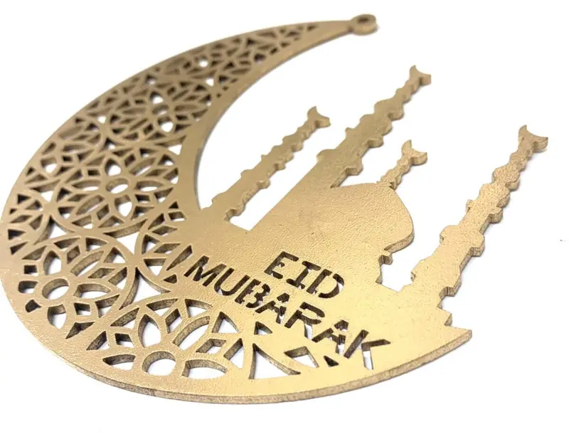 Eid Mubarak Holzdekoration Gold 10 cm