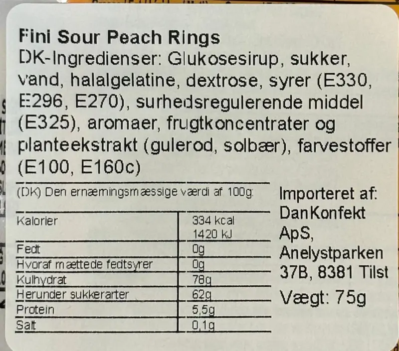 Sour Peach Rings Fini 90 gr