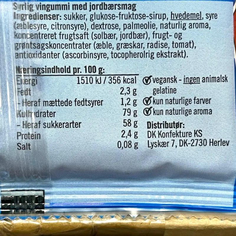 Jordbærsmag stænger sour, Katjes, 110g
