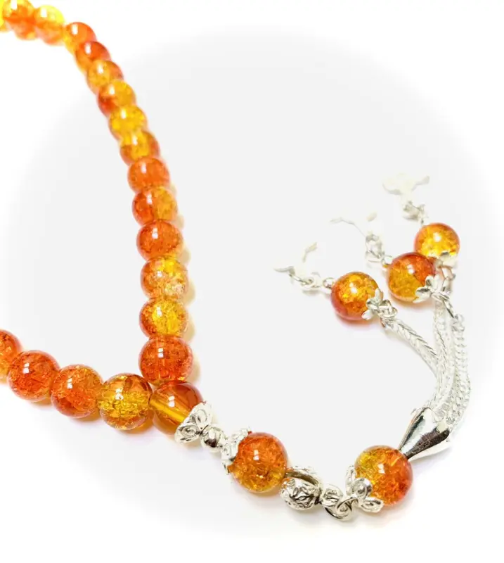 Flaming Crushed Glass Tasbih 33 perler