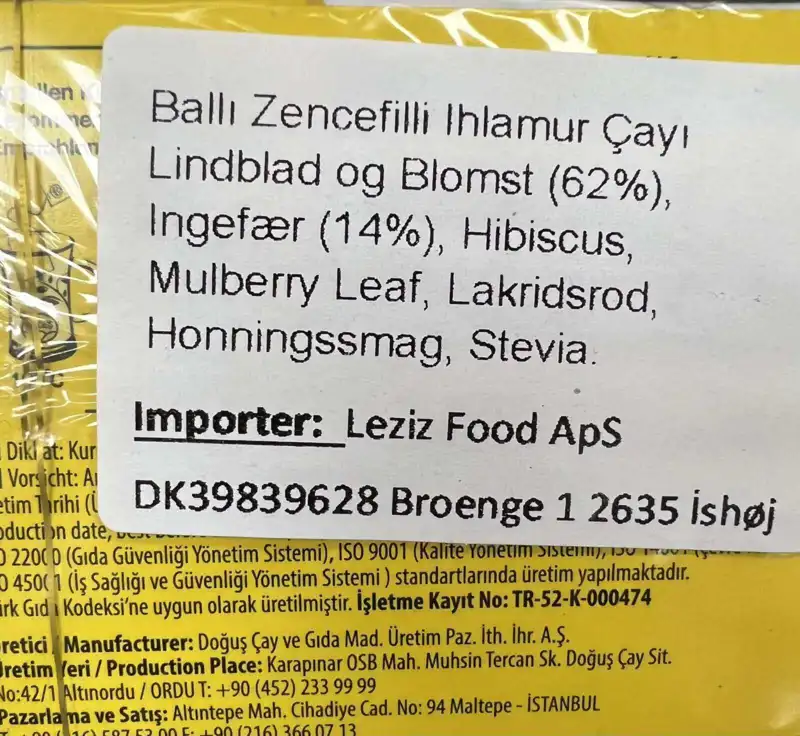 Tyrkisk Te Med Ingefær Og Honning, 20 stk