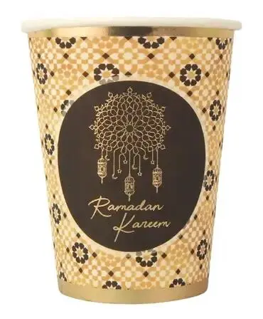 Ramadan Kareem Pappersmuggar (10 st) - Svart & Guld
