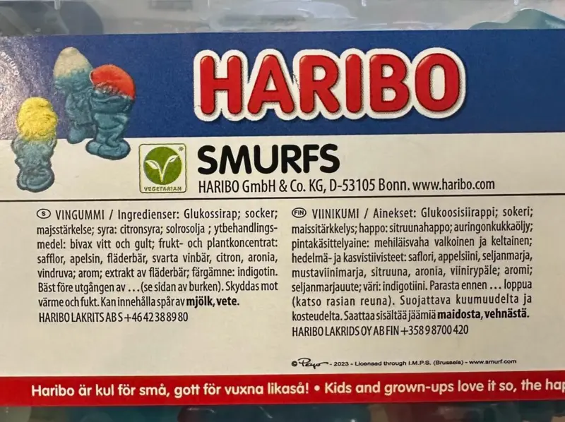 smølfer i stor boks Haribo 2000g