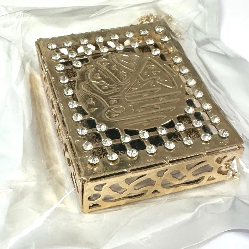 Mini koran i metalæske, guld/hvid