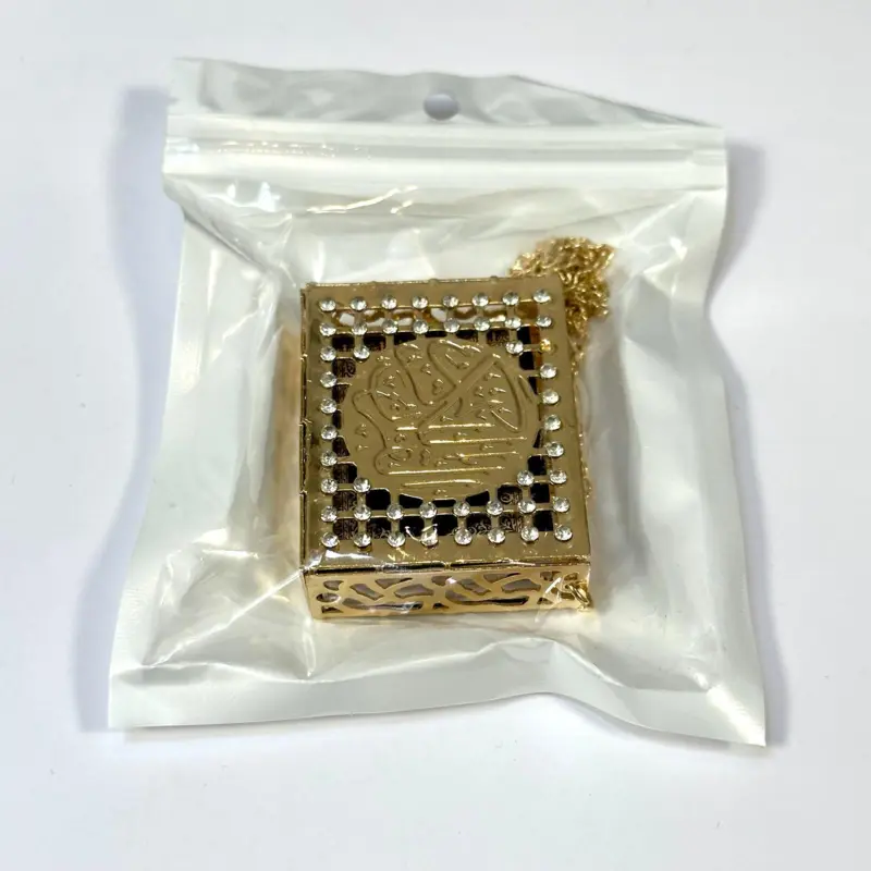 Mini koran i metalæske, guld/hvid