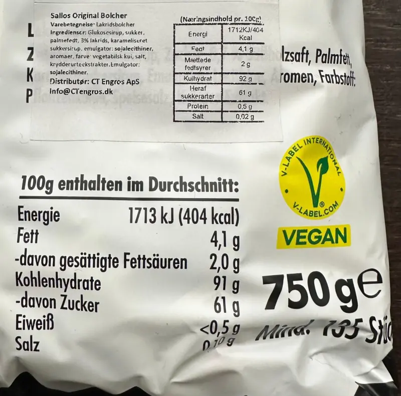 Sallos Original, Lakritzkaramellen, 750g (Vegan)