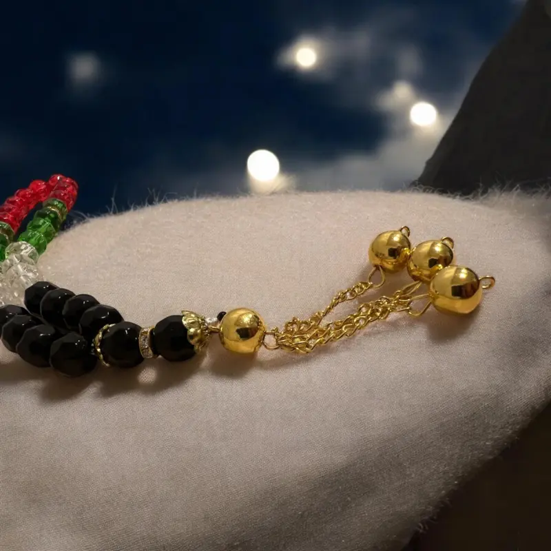 Palästina Tasbih mit goldenem Anhänger 33 Perlen