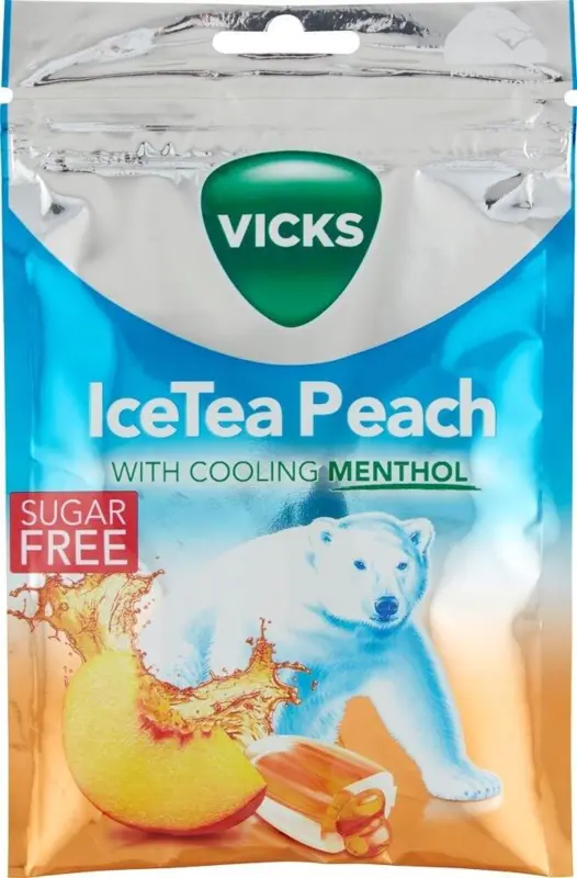 Vicks Halspastillen IceTea Peach 72 g.