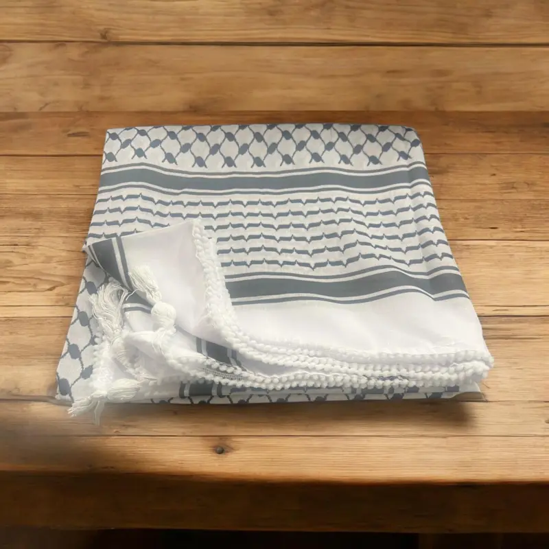 Hvid/Sort (Ensiddet) 130 x 130cm Keffiyeh