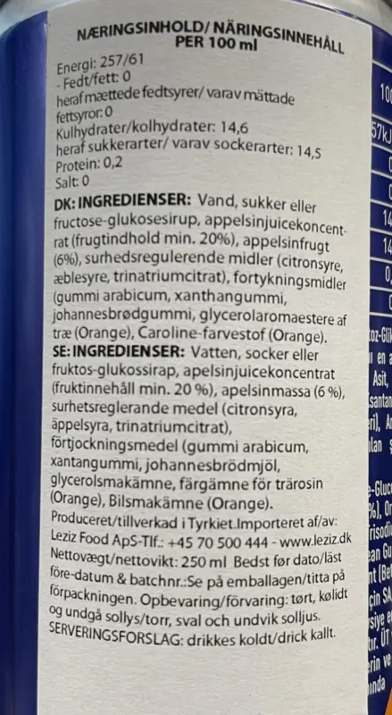 Frugt Drik Med Appelsin Stykker Juss Pulpy 250ml