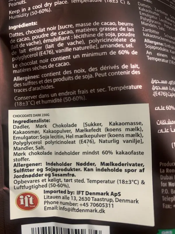Chokladdadlar från ChocoDate Dark 230g