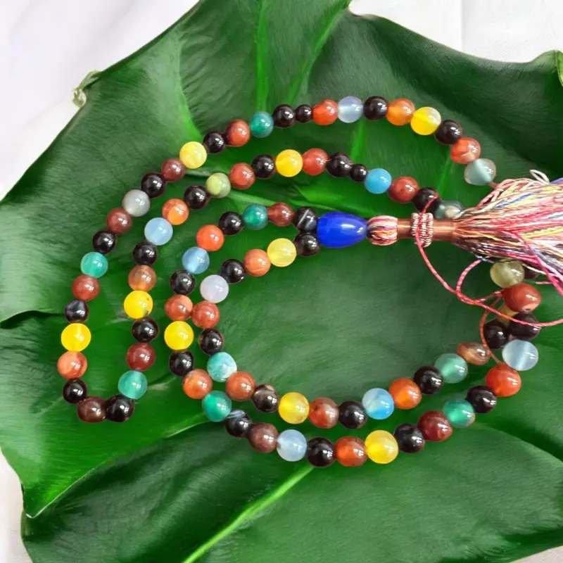 Sultan Tasbih M. Forskelligefarvet Agate Sten 99 Perler