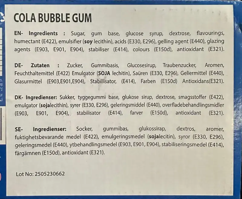 Cola Bubble Gum 1stk