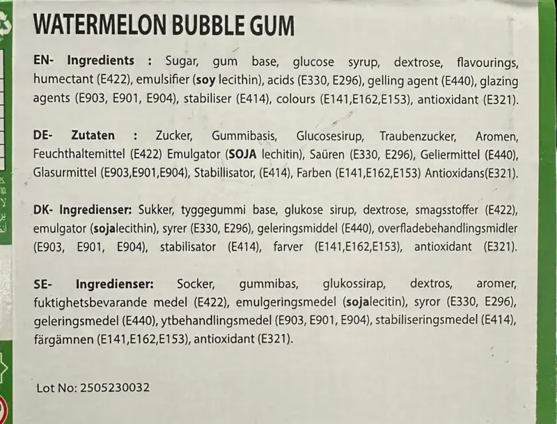 Watermelon sour Bubble Gum 1stk