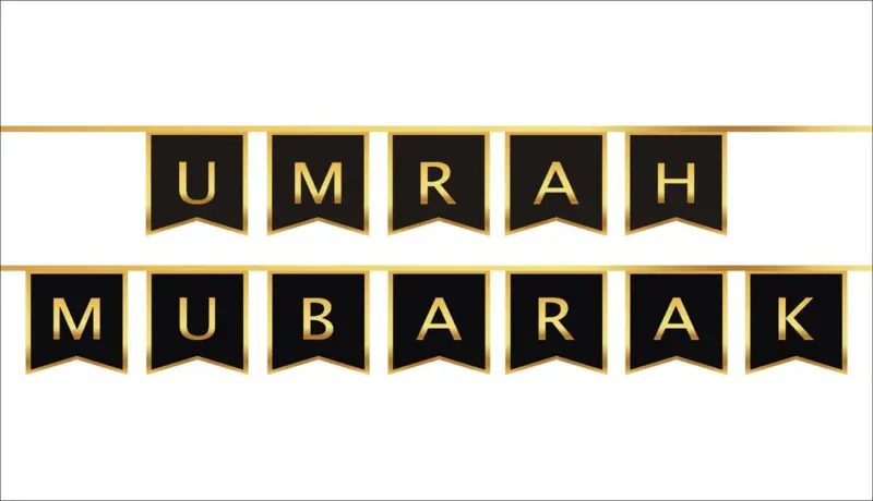 Goldfolie Umrah Mubarak Buchstaben-Wimpelkette - PLU 01