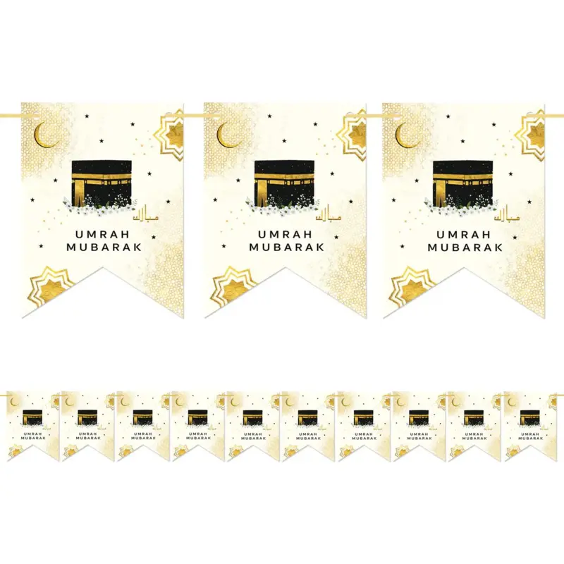 Umrah Mubarak Banner i Creme och guld -
