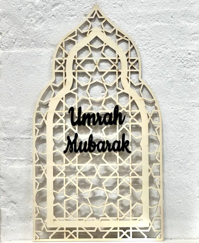 Stor Umrah Mubarak Mihrab trädekoration