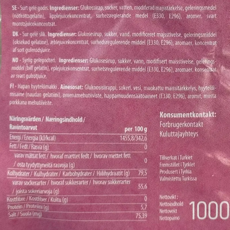 Rote saure Bobs, Jellioo, 1000g