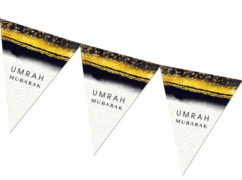 Umrah Mubarak Wimpelkette in Schwarz und Gold