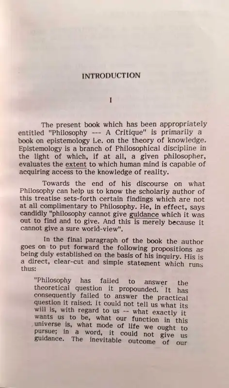 Philosophy A Critique