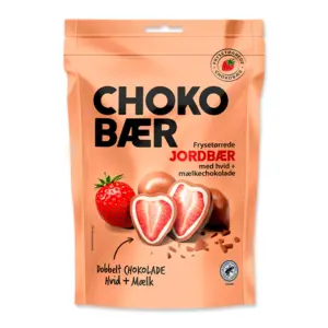 Chokobær Jordbær hvid og  mælkechokolade,Nordthy 90g