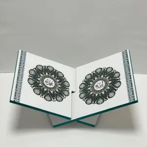Koran Holder i Træ, hvid/turkis