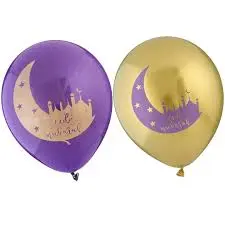 Eid-Ballons in Lila und Gold, 10 Stück