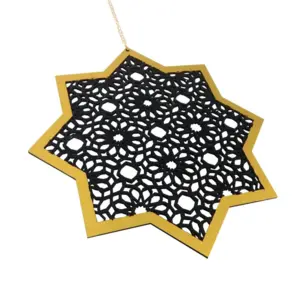 Großer Holzstern, 2 Stk. Schwarz und Gold